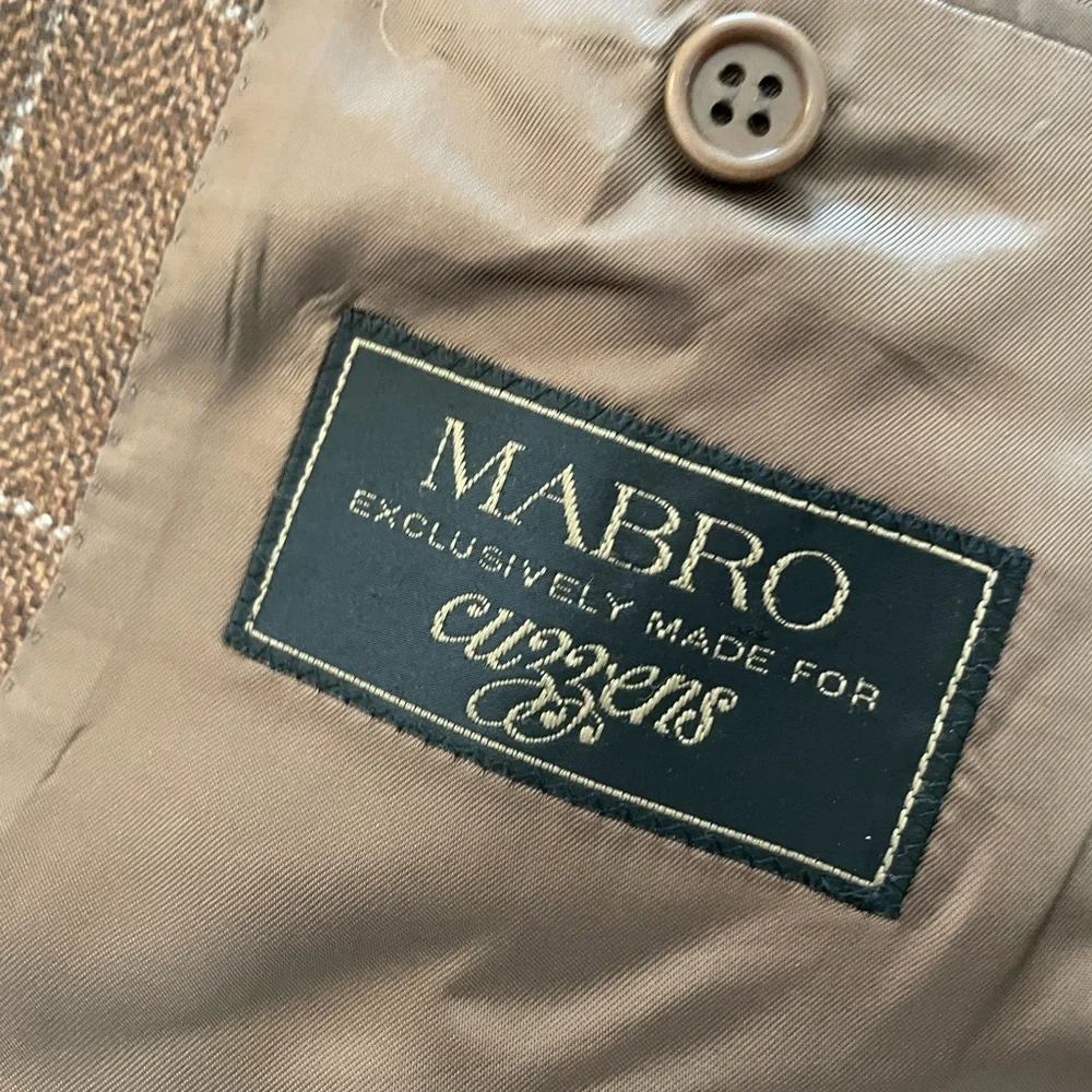 MABRO made in Italy‎ for cuzzens Cashmere & Silk Windowpane Jacket in Brown 46 R